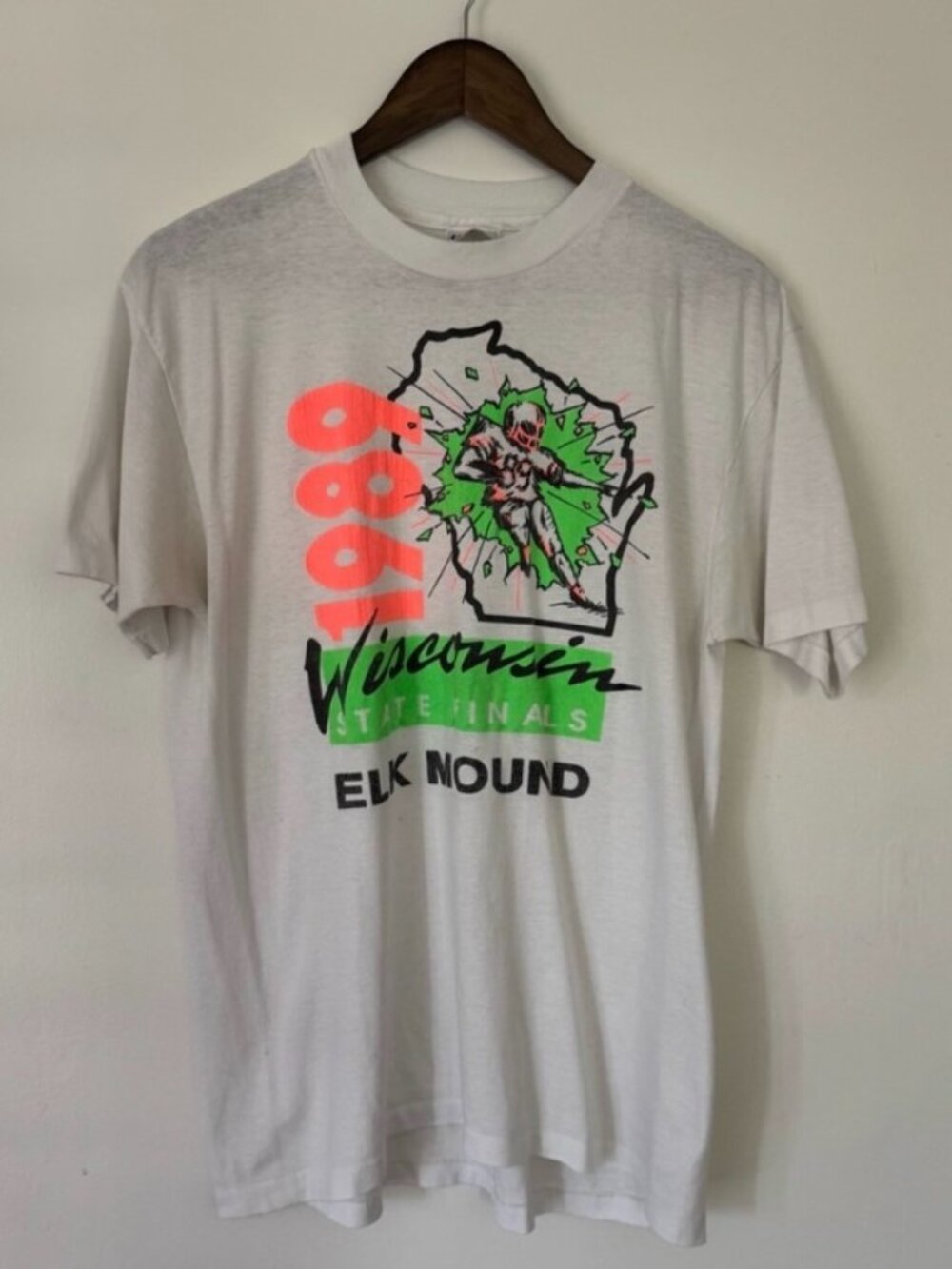 Vintage 1989 Elk Mound Wisconsin State Finals Football Hanes T-Shirt L